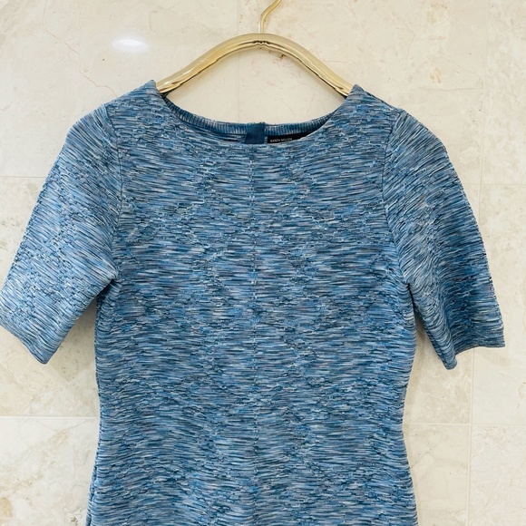 KAREN MILLEN {4} Dress Light Blue Metallic Knit Bodycon - Picture 5 of 15